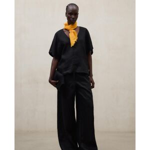 Ecoalf Blusa de mujer de lino con bajo ajustable. (M) Negro mujer Ecoalf Blusa de mujer de lino con bajo ajustable. (M) Negro mujer