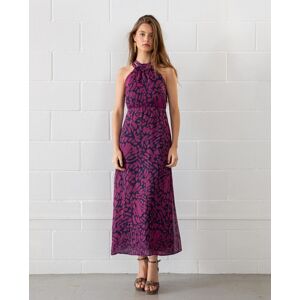 Noon Vestido midi con cuello halter. (36) Morado / Azul marino mujer Noon Vestido midi con cuello halter. (36) Morado / Azul marino mujer