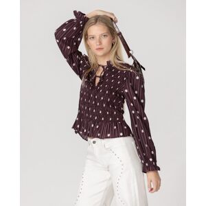 Noon Top fruncido de mujer con detalles estampado. (34) Granate mujer Noon Top fruncido de mujer con detalles estampado. (34) Granate mujer