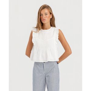 Noon Blusa de mujer con detalle de jaretas. (XXS) Blanco mujer Noon Blusa de mujer con detalle de jaretas. (XXS) Blanco mujer