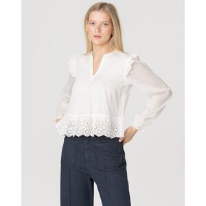 Noon Top de mujer manga larga con detalles de jaretas. (32) Blanco mujer Noon Top de mujer manga larga con detalles de jaretas. (32) Blanco mujer