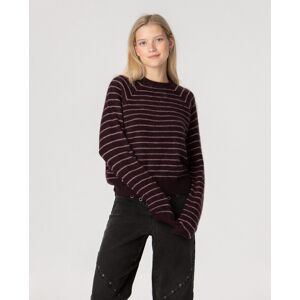 Noon Jersey de mujer a rayas con cuello redondo. (36) Burdeos mujer Noon Jersey de mujer a rayas con cuello redondo. (36) Burdeos mujer