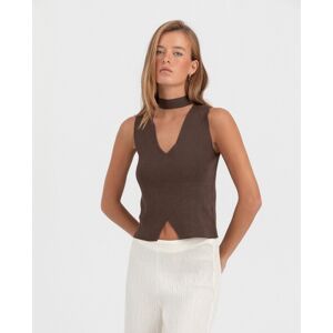 Noon Top de mujer con lazada al cuello. (XXS) Marrón mujer Noon Top de mujer con lazada al cuello. (XXS) Marrón mujer