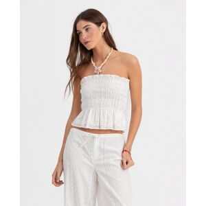 Noon Top liso de mujer con bordado suizo. (S) Blanco mujer Noon Top liso de mujer con bordado suizo. (S) Blanco mujer