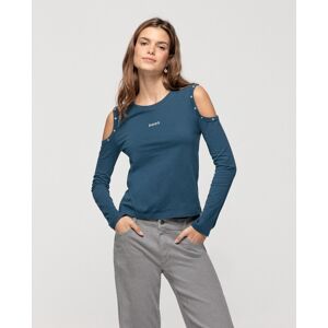 Noon Camiseta de mujer de manga larga con abertura en los hombros. (32) Azul mujer Noon Camiseta de mujer de manga larga con abertura en los hombros. (32) Azul mujer