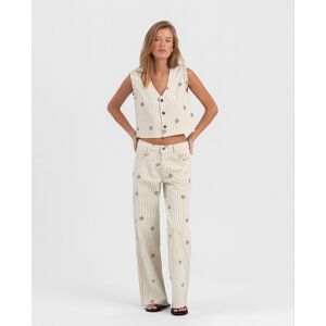 Noon Vaquero recto con flores bordadas. (40) Crudo mujer Noon Vaquero recto con flores bordadas. (40) Crudo mujer