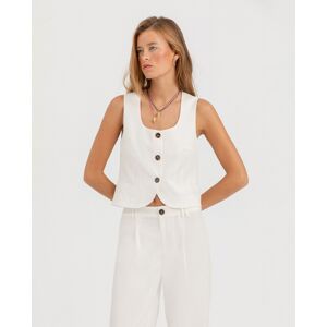 Noon Chaleco con escote de pico y cierre de botones. (38) Blanco mujer Noon Chaleco con escote de pico y cierre de botones. (38) Blanco mujer