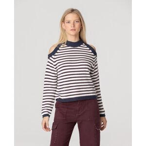 Noon Jersey a rayas de mujer con abertura en los hombros. (32) Crudo mujer Noon Jersey a rayas de mujer con abertura en los hombros. (32) Crudo mujer