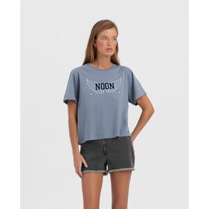 Noon Camiseta de mujer básica con logo. (S) Azul mujer Noon Camiseta de mujer básica con logo. (S) Azul mujer