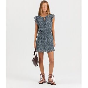 Noon Vestido mini estampado con escote en pico. (36) Azul / Blanco mujer Noon Vestido mini estampado con escote en pico. (36) Azul / Blanco mujer