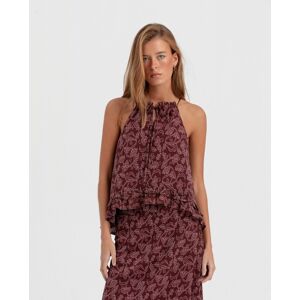 Noon Top estampado de mujer con lazada al cuello. (M) Burdeos mujer Noon Top estampado de mujer con lazada al cuello. (M) Burdeos mujer