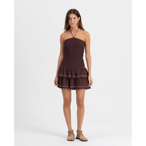 Noon Vestido mini lazada al cuello y abalorios. (36) Marrón mujer Noon Vestido mini lazada al cuello y abalorios. (36) Marrón mujer