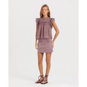 Noon Falda mini tejana con bolsillos y botones. (38) Rosa mujer Noon Falda mini tejana con bolsillos y botones. (38) Rosa mujer