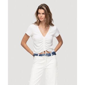 Noon Top de mujer de manga corta con escote de pico. (34) Blanco mujer Noon Top de mujer de manga corta con escote de pico. (34) Blanco mujer