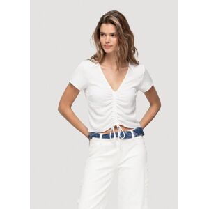 Noon Top de mujer de manga corta con escote de pico. (38) Blanco mujer Noon Top de mujer de manga corta con escote de pico. (38) Blanco mujer