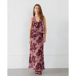 Noon Falda midi estampada con volantes. (38) Burdeos mujer Noon Falda midi estampada con volantes. (38) Burdeos mujer