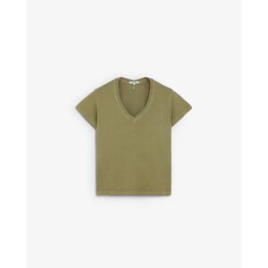 Scalpers Camiseta de mujer de manga corta con escote de pico. (L) Kaki mujer Scalpers Camiseta de mujer de manga corta con escote de pico. (L) Kaki mujer