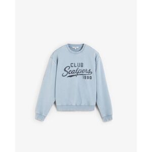 Scalpers Sudadera de mujer efecto lavado con logo frontal. (M) Azul claro mujer Scalpers Sudadera de mujer efecto lavado con logo frontal. (M) Azul claro mujer