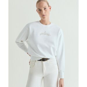 Scalpers Sudadera de mujer con cuello redondo y bordado frontal y trasero. (L) Blanco mujer Scalpers Sudadera de mujer con cuello redondo y bordado frontal y trasero. (L) Blanco mujer