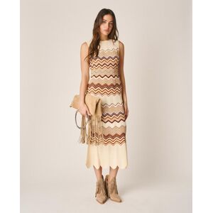 Alma en Pena Vestido largo de punto con estampado geométrico sin mangas. (40) Caramelo mujer Alma en Pena Vestido largo de punto con estampado geométrico sin mangas. (40) Caramelo mujer