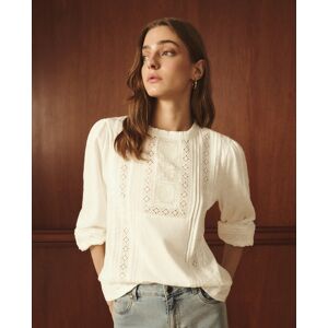 Lloyds Lloyd's - Camiseta de mujer manga larga con cuello caja y encaje. (44) 120 Crudo mujer Lloyds Lloyd's - Camiseta de mujer manga larga con cuello caja y encaje. (44) 120 Crudo mujer