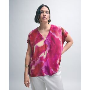 Couchel Top de mujer manga corta con cuello pico y estampado abstracto. (56) Rosa mujer Couchel Top de mujer manga corta con cuello pico y estampado abstracto. (56) Rosa mujer