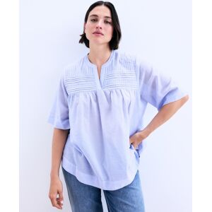 Couchel Blusa de mujer de manga corta con rayas. (56) Azul mujer Couchel Blusa de mujer de manga corta con rayas. (56) Azul mujer