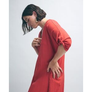 Couchel Vestido de manga corta y efecto arrugado. (46) Bermellon mujer Couchel Vestido de manga corta y efecto arrugado. (46) Bermellon mujer