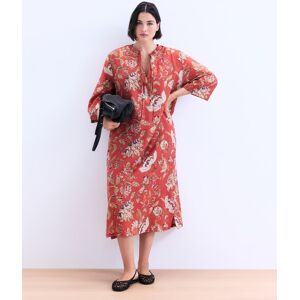 Couchel Vestido de manga corta con cuello pico y estampado de flores. (48) Rojo mujer Couchel Vestido de manga corta con cuello pico y estampado de flores. (48) Rojo mujer
