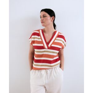 Couchel Blusa de mujer de lino con rayas. (48) Rojo mujer Couchel Blusa de mujer de lino con rayas. (48) Rojo mujer