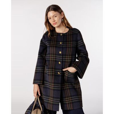 Naulover Abrigo de mujer de cuadros de paño con botones personalizados. (42) Azul marino mujer Naulover Abrigo de mujer de cuadros de paño con botones personalizados. (42) Azul marino mujer