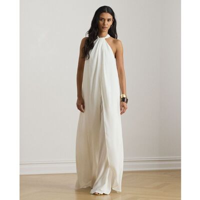 Lauren Ralph Lauren Mono de mujer de georgette con cuello halter y capa. (44) Blanco mujer Lauren Ralph Lauren Mono de mujer de georgette con cuello halter y capa. (44) Blanco mujer