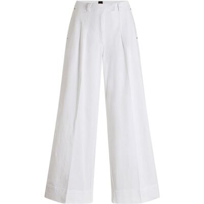 Boss Pantalón de mujer largo ancho. (42) Blanco mujer Boss Pantalón de mujer largo ancho. (42) Blanco mujer