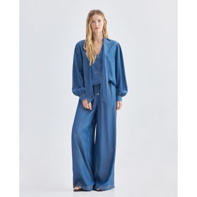 Boss Pantalón largo ancho. (40) Azul mujer Boss Pantalón largo ancho. (40) Azul mujer
