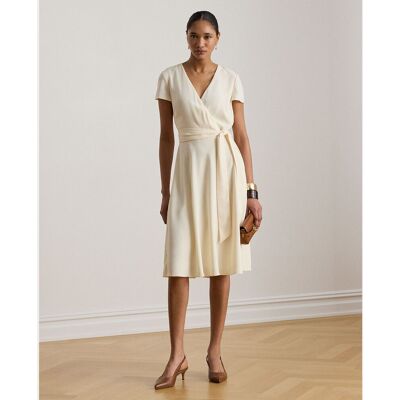 Lauren Ralph Lauren Vestido midi cruzado con cinturón. (42) Crema mujer Lauren Ralph Lauren Vestido midi cruzado con cinturón. (42) Crema mujer