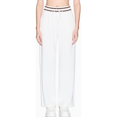 Giorgio Armani Pantalón de mujer ancho en felpa interlock. (L) Crudo mujer Giorgio Armani Pantalón de mujer ancho en felpa interlock. (L) Crudo mujer