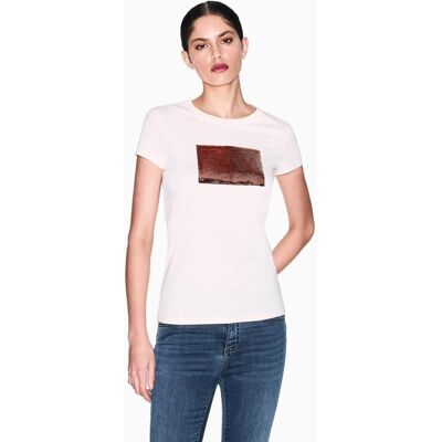 Giorgio Armani Camiseta de mujer con logo de pailletes. (S) Rosa claro mujer Giorgio Armani Camiseta de mujer con logo de pailletes. (S) Rosa claro mujer
