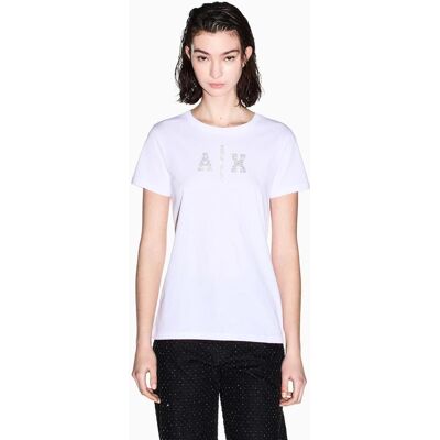 Giorgio Armani Camiseta de mujer regular fit con logo en pedrería. (S) Blanco mujer Giorgio Armani Camiseta de mujer regular fit con logo en pedrería. (S) Blanco mujer