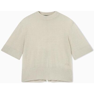 Giorgio Armani Jersey de mujer con lino manga corta. (XS) Piedra mujer Giorgio Armani Jersey de mujer con lino manga corta. (XS) Piedra mujer