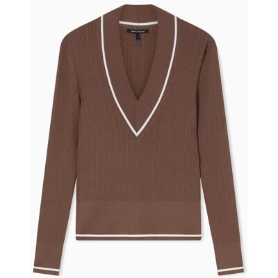 Giorgio Armani Jersey de mujer cuello pico con viscosa. (XS) Marrón mujer Giorgio Armani Jersey de mujer cuello pico con viscosa. (XS) Marrón mujer