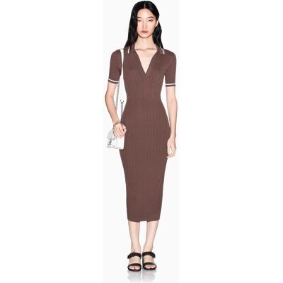 Giorgio Armani Vestido midi cuello polo en punto con viscosa. (M) Marrón mujer Giorgio Armani Vestido midi cuello polo en punto con viscosa. (M) Marrón mujer