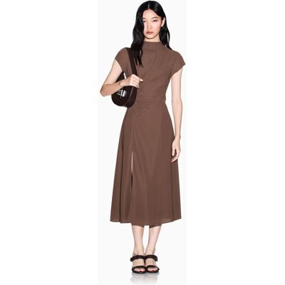 Giorgio Armani Vestido midi ajustado con cuello coreano. (36) Marrón mujer Giorgio Armani Vestido midi ajustado con cuello coreano. (36) Marrón mujer