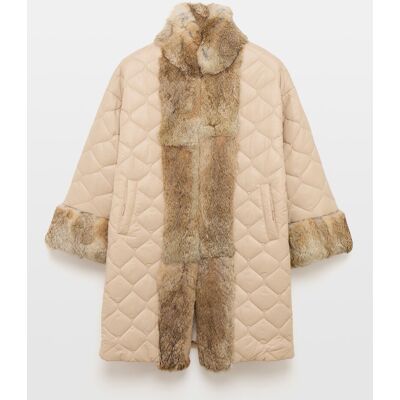 Latouche Capa larga de nylon con pelo de conejo. Beige mujer Latouche Capa larga de nylon con pelo de conejo. Beige mujer