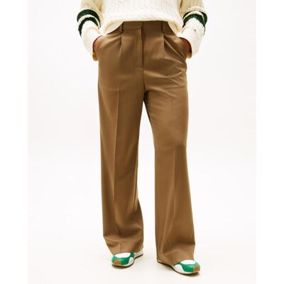 Tommy Hilfiger Pantalón de mujer wide leg en mezcla de lana fría. (38) Camel mujer Tommy Hilfiger Pantalón de mujer wide leg en mezcla de lana fría. (38) Camel mujer