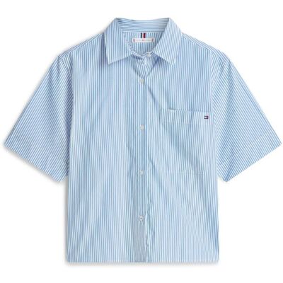 Tommy Hilfiger Camisa de mujer de popelin y manga corta. (40) Azul claro mujer Tommy Hilfiger Camisa de mujer de popelin y manga corta. (40) Azul claro mujer