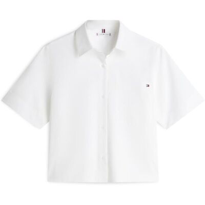 Tommy Hilfiger Camisa de mujer de popelin y manga corta. (34) Blanco mujer Tommy Hilfiger Camisa de mujer de popelin y manga corta. (34) Blanco mujer