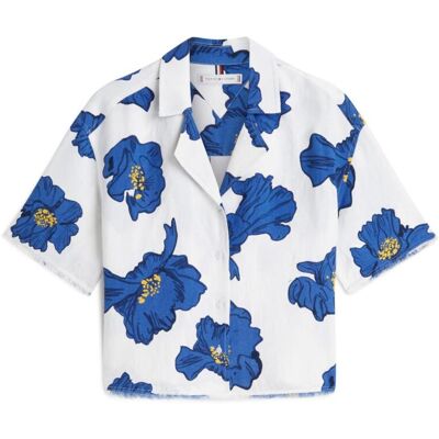 Tommy Hilfiger Camisa de mujer estampada en mezcla de lino y viscosa. (40) Azul índigo mujer Tommy Hilfiger Camisa de mujer estampada en mezcla de lino y viscosa. (40) Azul índigo mujer