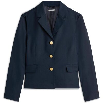 Tommy Hilfiger Blazer de mujer entallada de lino con botones dorados. (44) Azul marino mujer Tommy Hilfiger Blazer de mujer entallada de lino con botones dorados. (44) Azul marino mujer