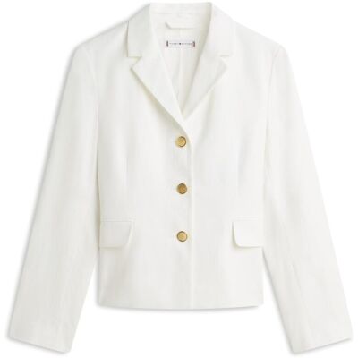 Tommy Hilfiger Blazer de mujer entallada de lino con botones dorados. (44) Blanco mujer Tommy Hilfiger Blazer de mujer entallada de lino con botones dorados. (44) Blanco mujer