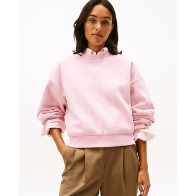 Tommy Hilfiger Sudadera de mujer de cuello redondo y logo bordado. (36) Rosa mujer Tommy Hilfiger Sudadera de mujer de cuello redondo y logo bordado. (36) Rosa mujer